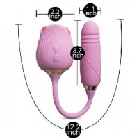 Rose Thrusting Vibrator Clitoral Sucking Silicone 10-Speed each end, PINK